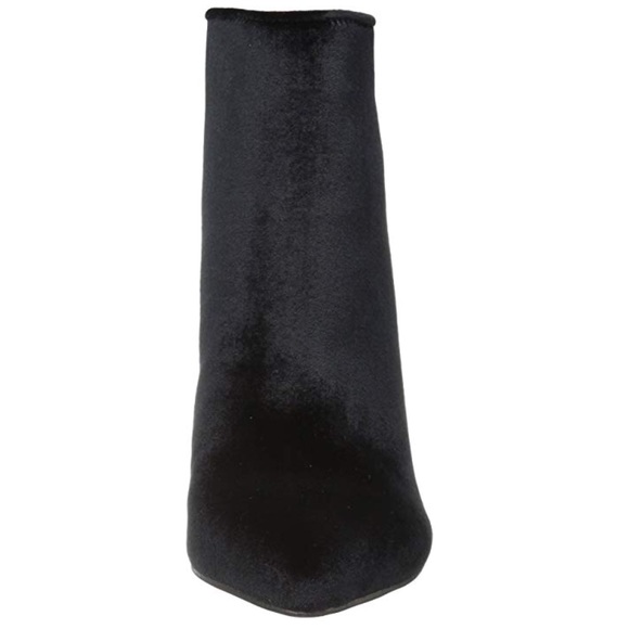 Black Velvet Pointy Toe Stiletto Heel Ankle Boots - Picture 7 of 8